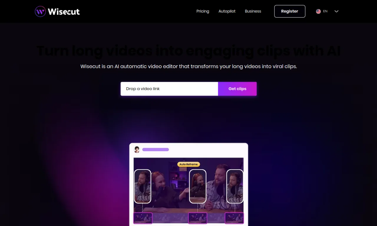 Screenshot of Wisecut website