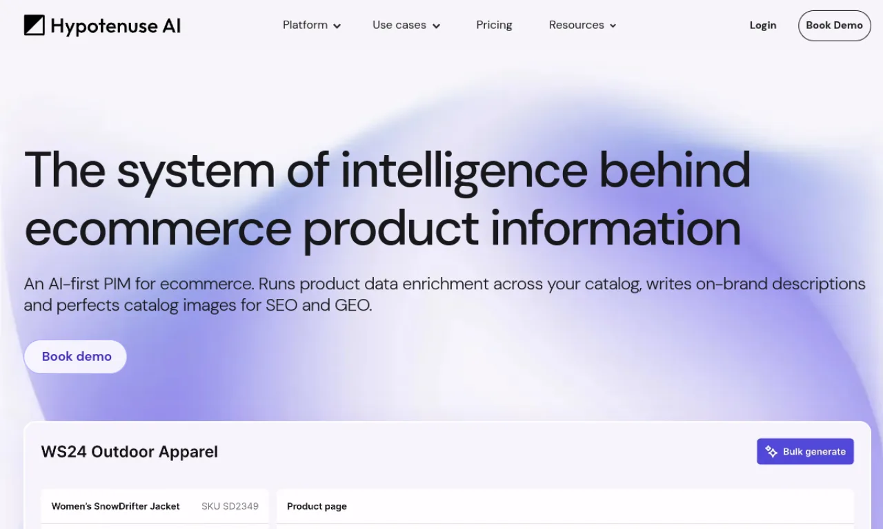Screenshot of Hypotenuse AI website