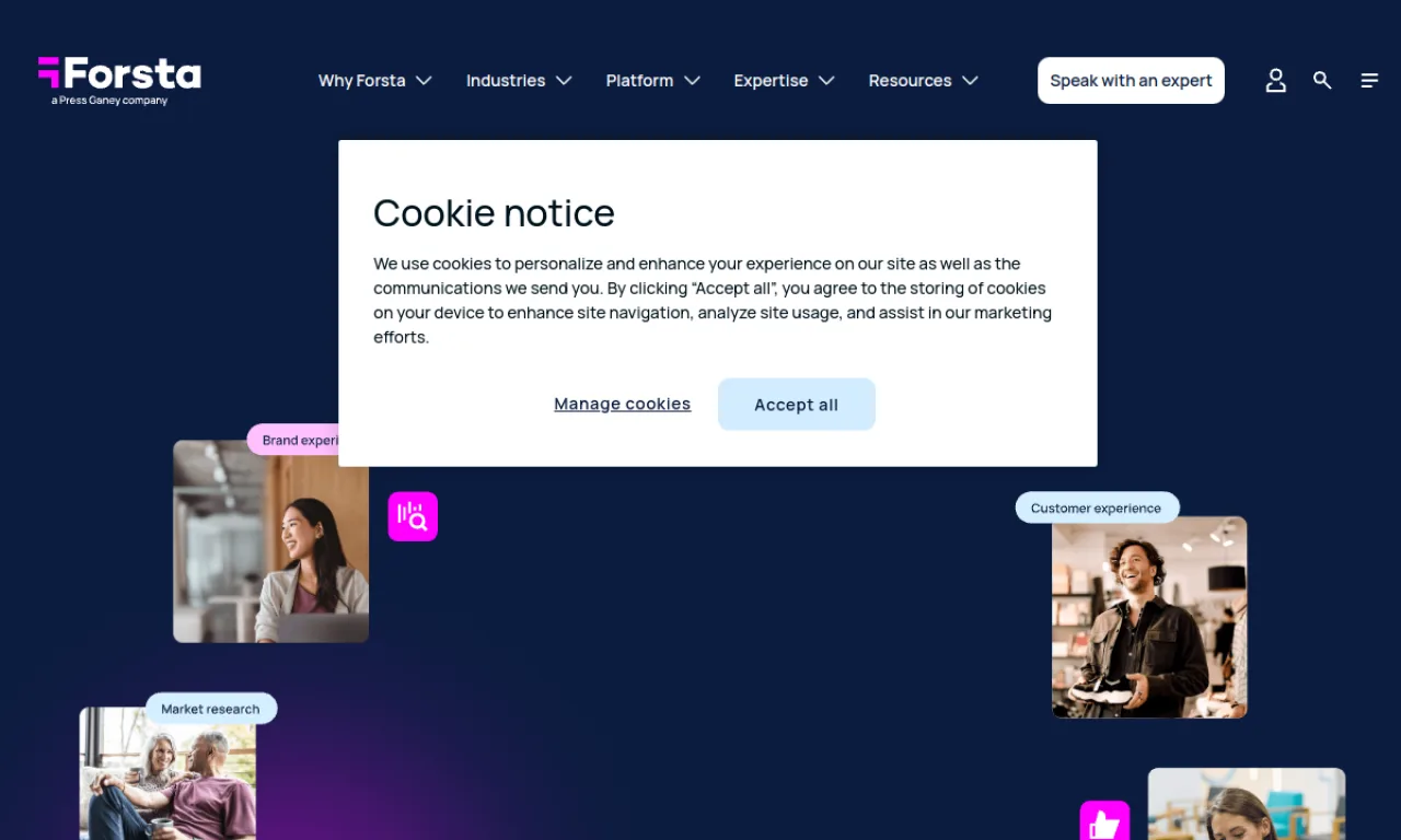 Screenshot of Forsta website