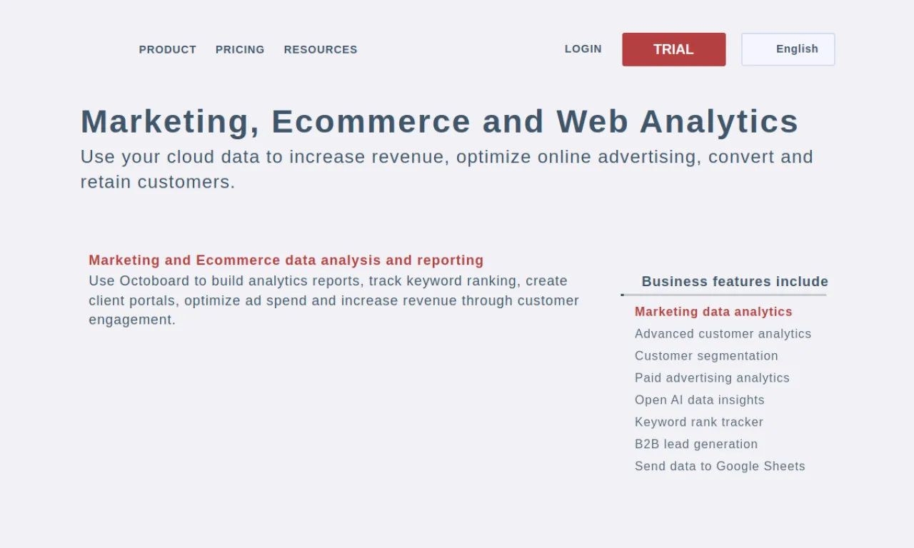 Screenshot of Reportz / Octoboard website