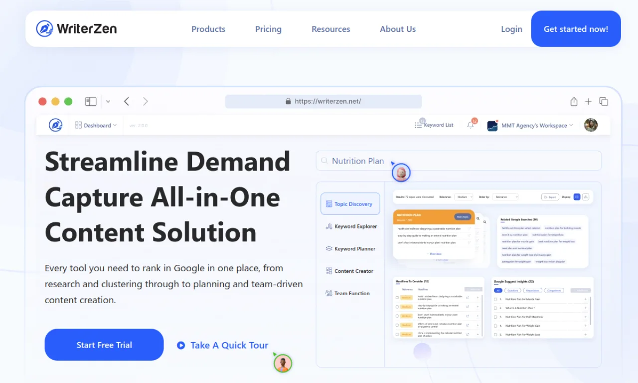 Screenshot of Writerzen website