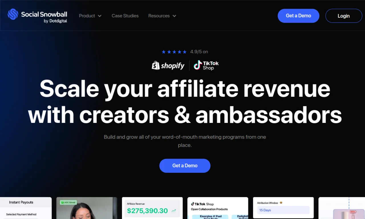 Screenshot of Gatsby / Social Snowball website