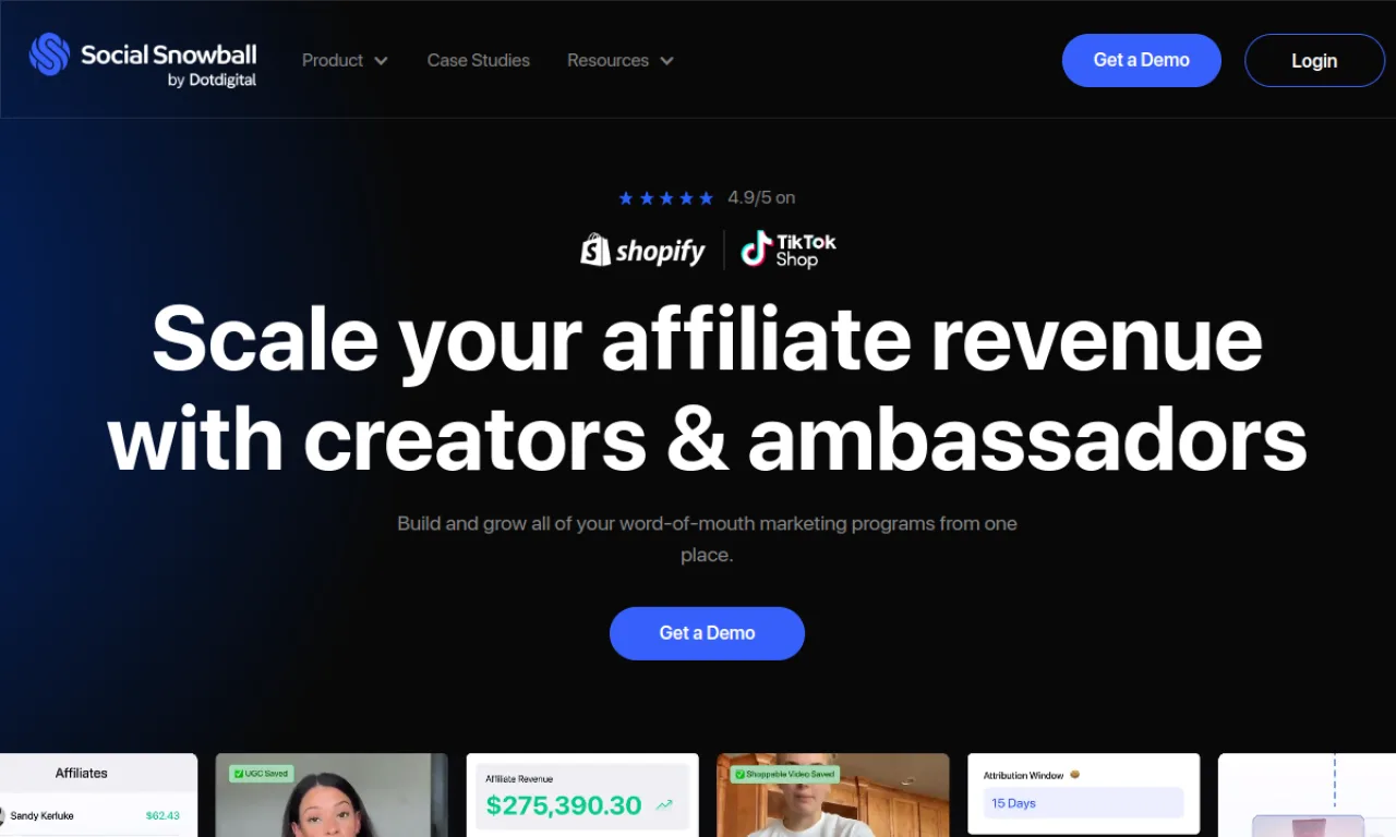 Screenshot of Gatsby / Social Snowball website
