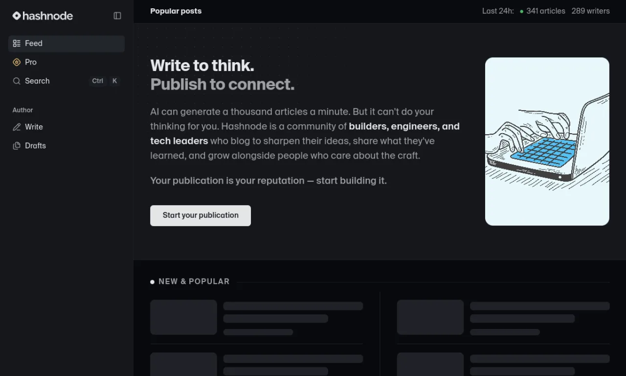 Screenshot of Hashnode website