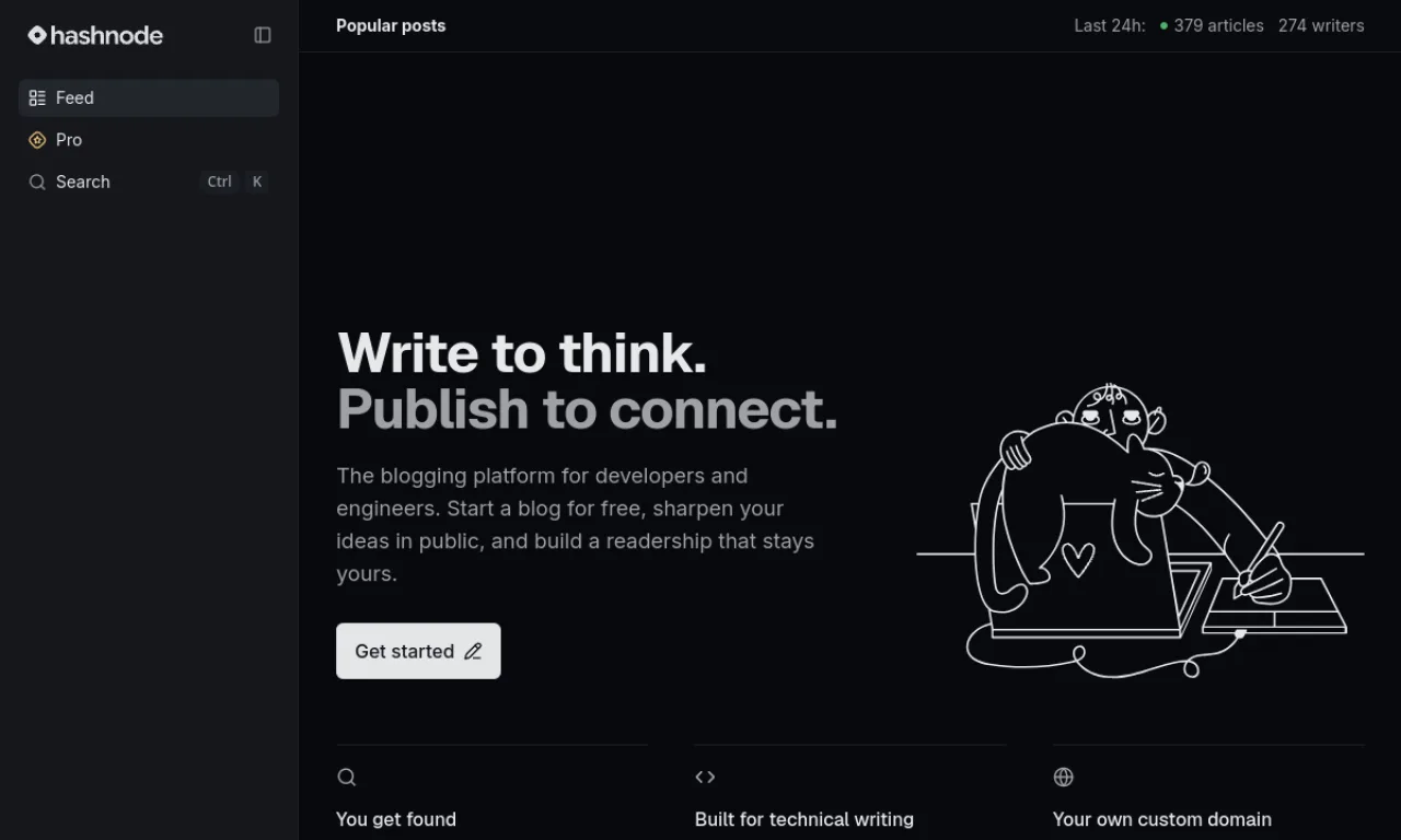 Screenshot of Hashnode website