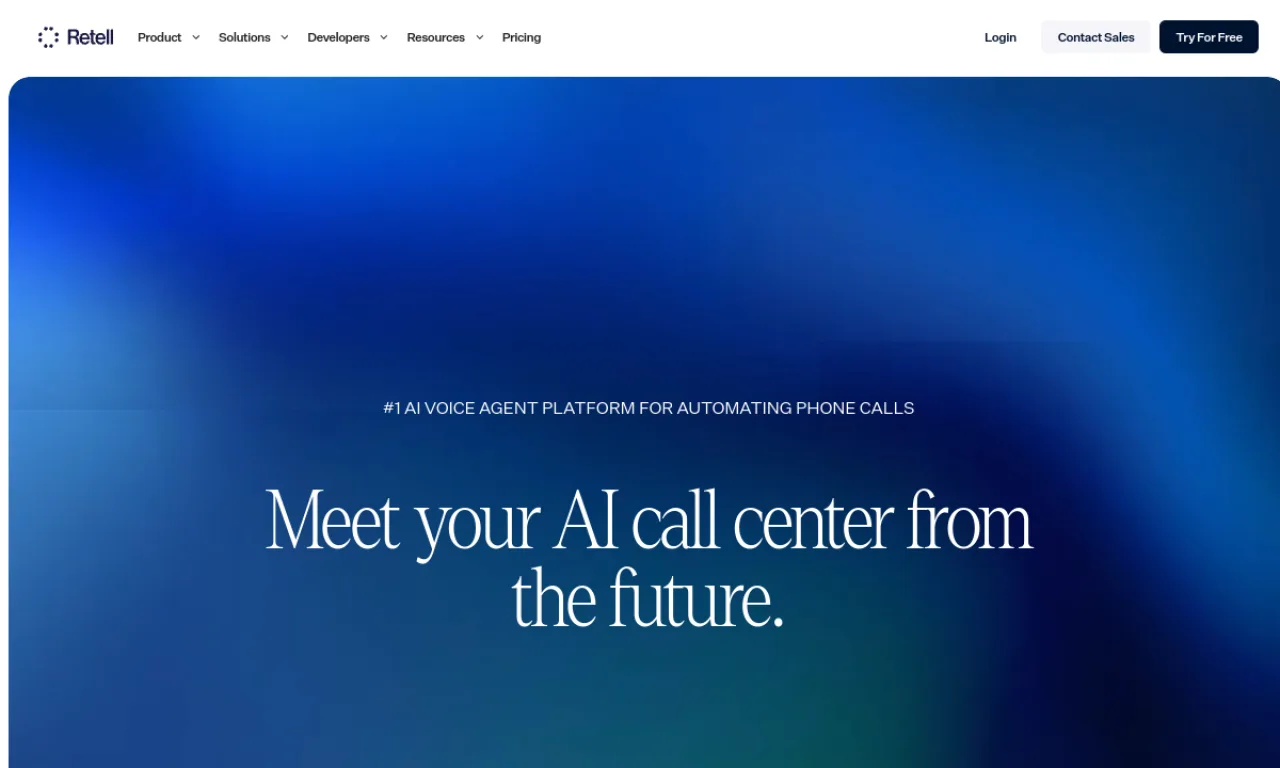 Screenshot of Retell AI website