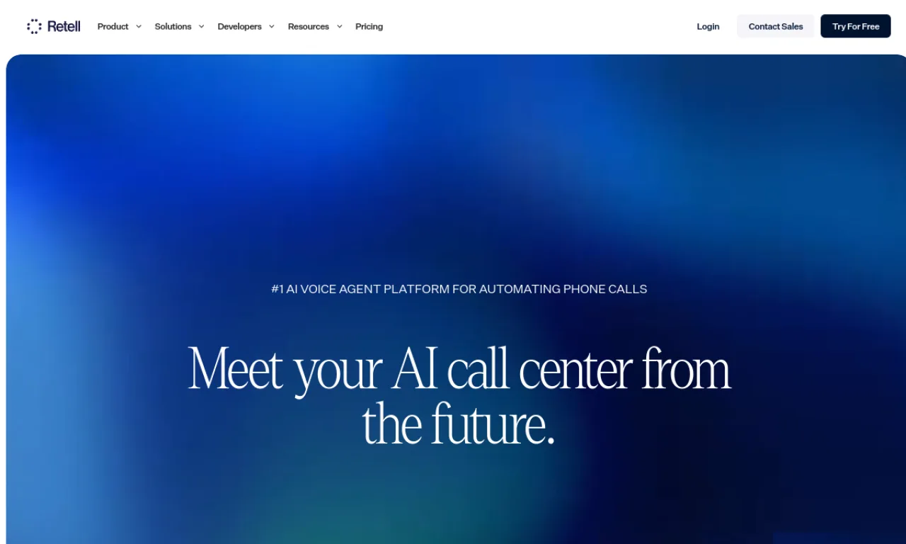 Screenshot of Retell AI website
