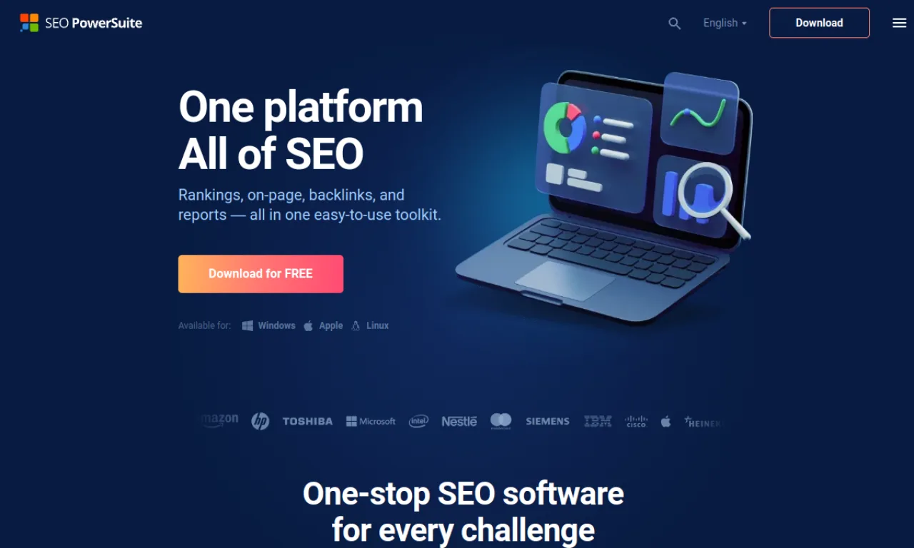 Screenshot of SEO PowerSuite website