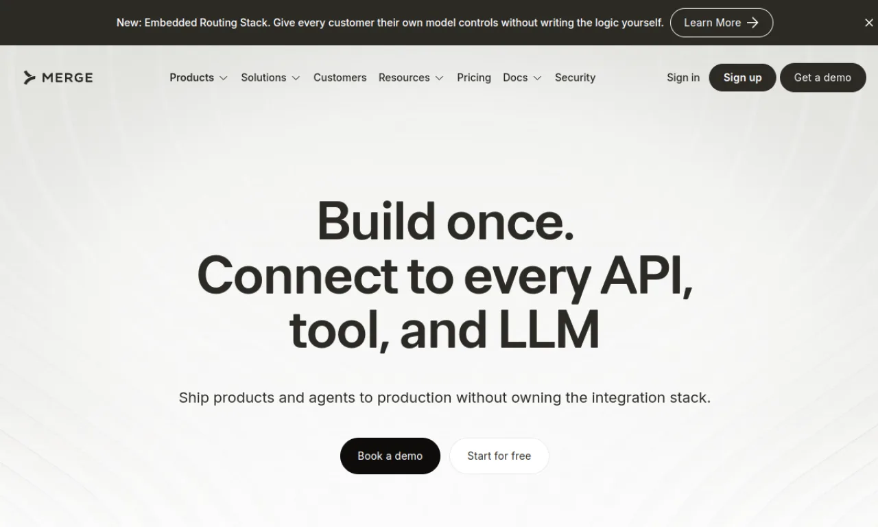 Screenshot of Knit / Merge.dev website