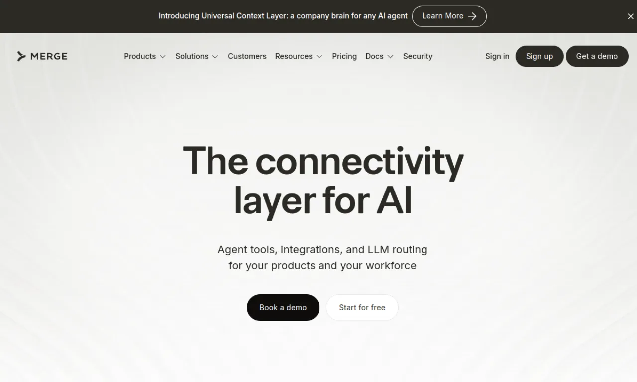Screenshot of Knit / Merge.dev website