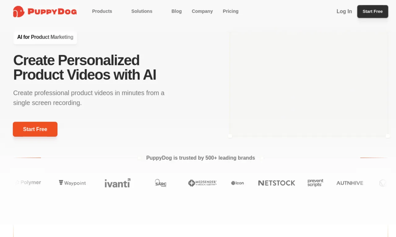 Screenshot of Puppydog website