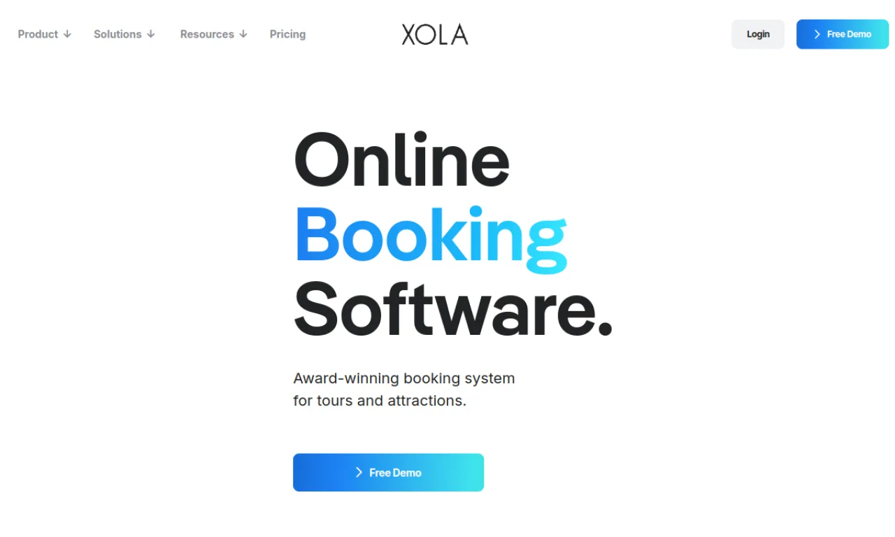 Screenshot of Xola website