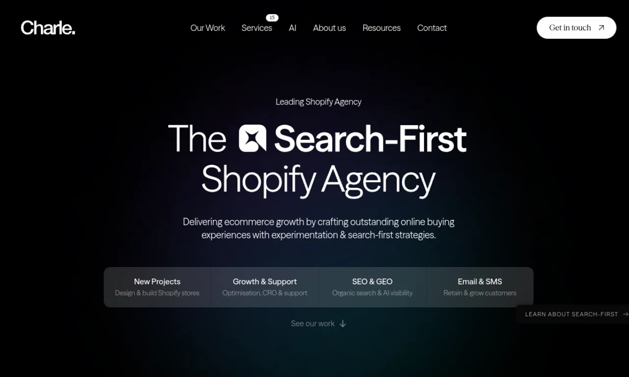 Screenshot of Charleagency website
