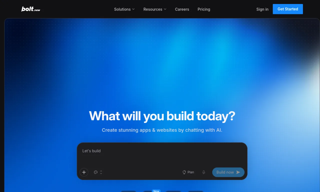 Screenshot of Bolt website