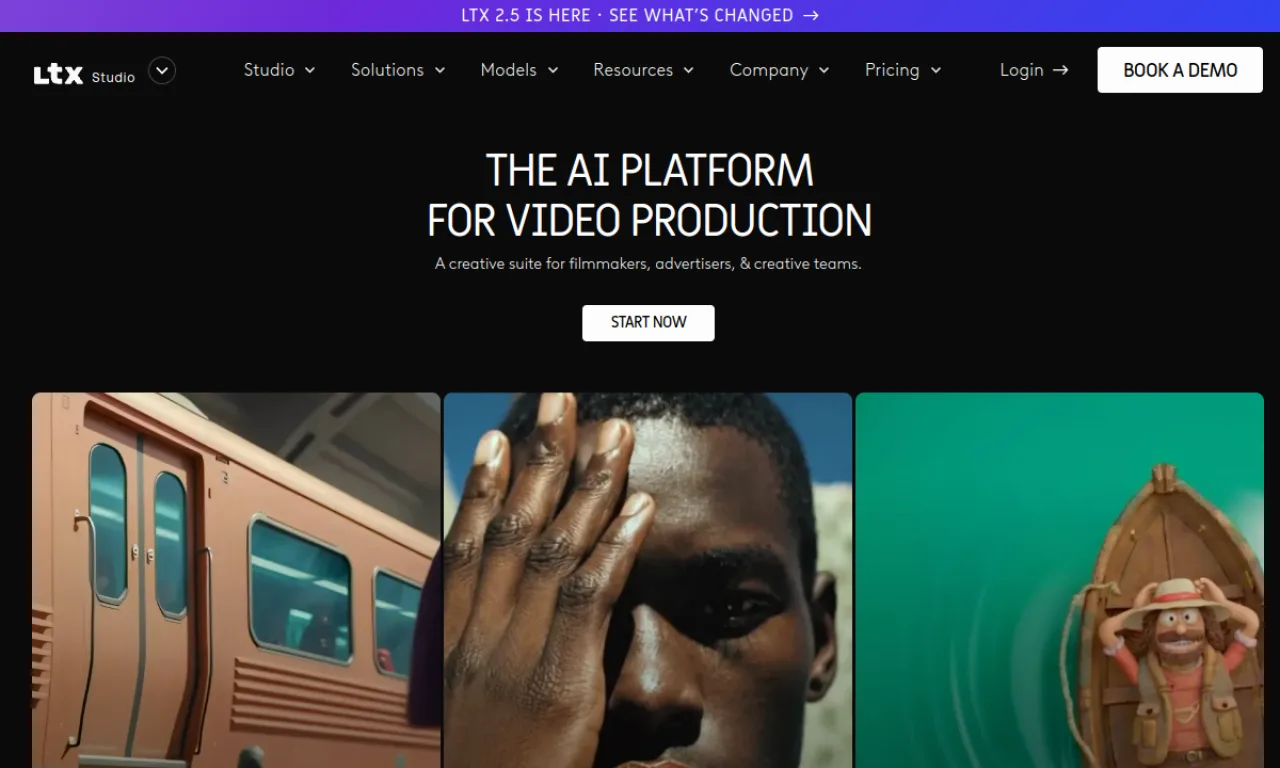 Screenshot of LTX Studio website