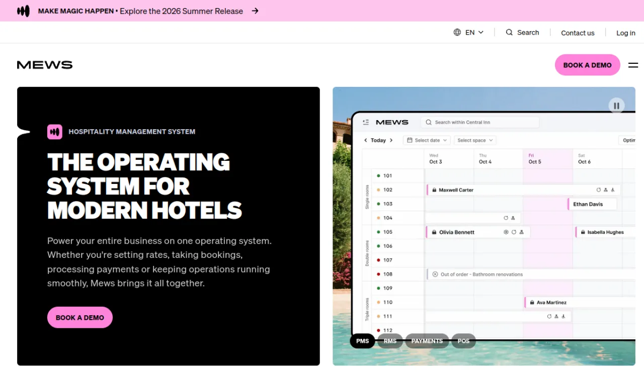 Screenshot of Mews website