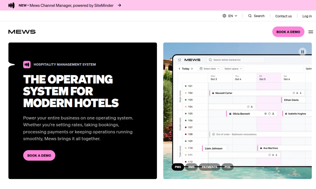 Screenshot of Mews website