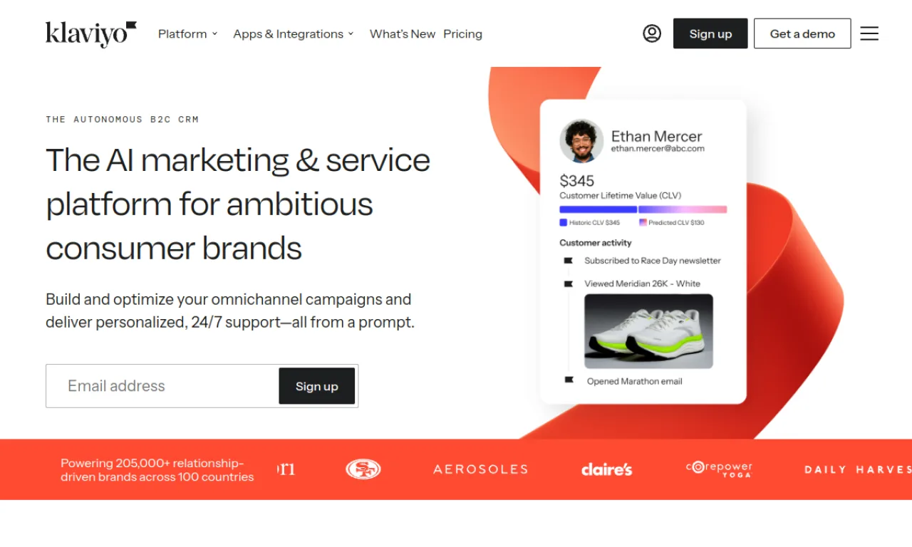 Screenshot of Klaviyo (sales flows) website