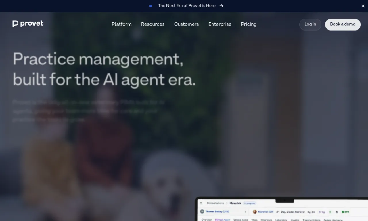 Screenshot of Provet Cloud website
