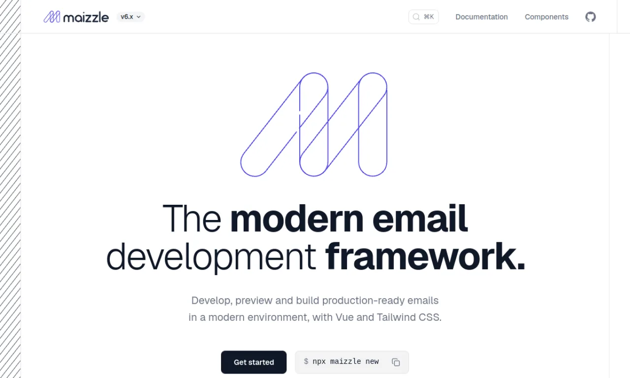 Screenshot of Maizzle website