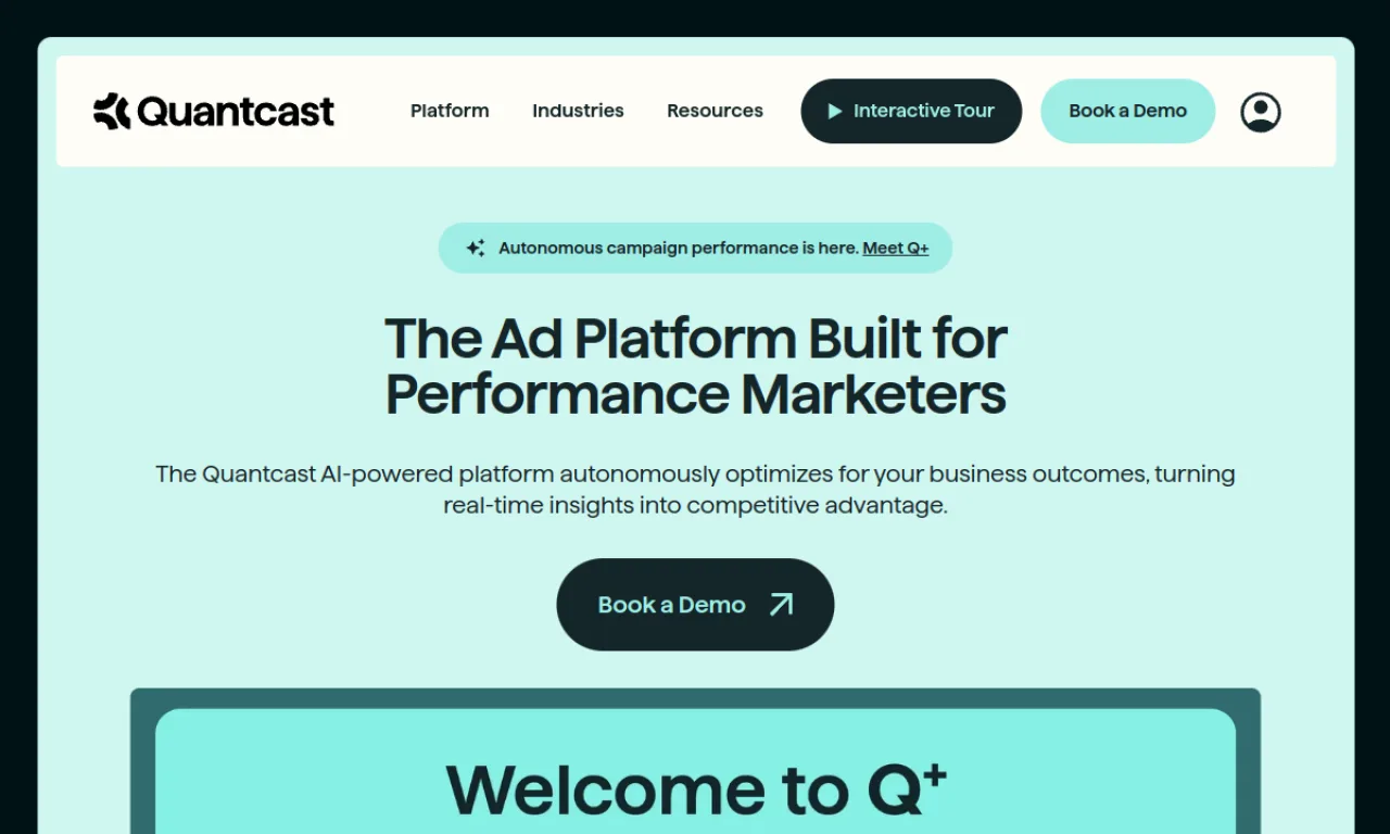 Screenshot of Quantcast website