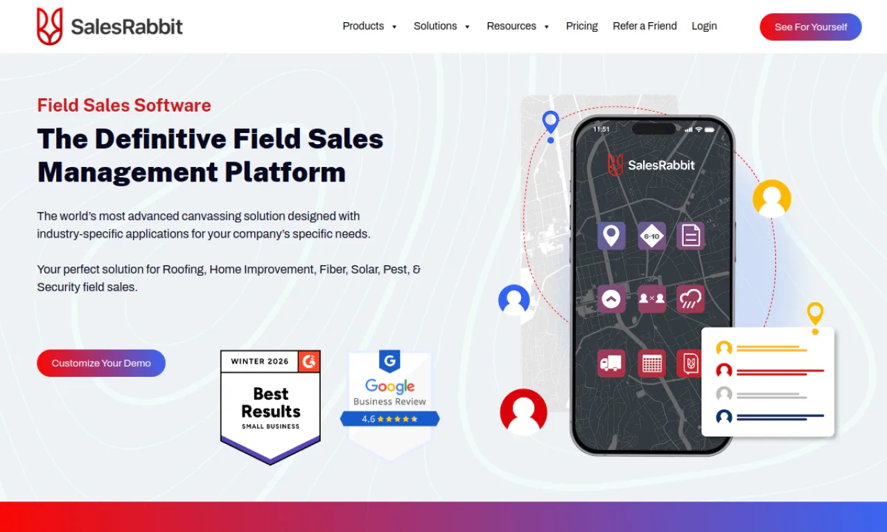 Screenshot of SalesRabbit website