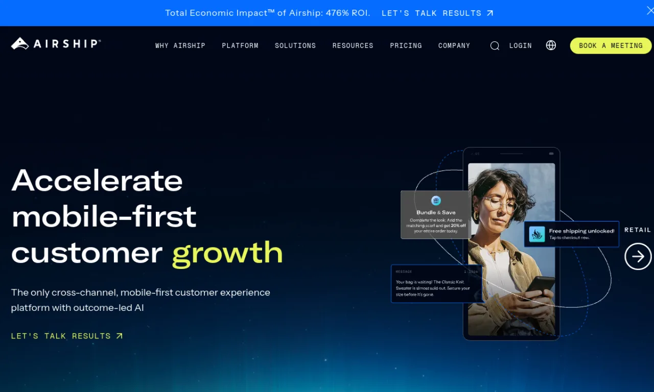 Screenshot of Airship website