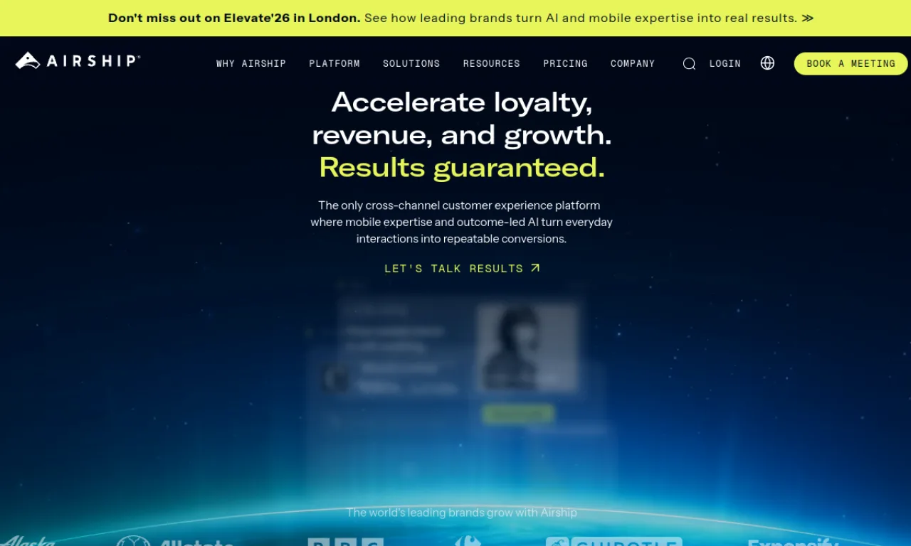 Screenshot of Airship website