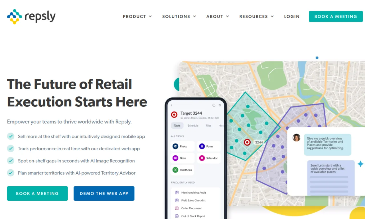 Screenshot of Repsly website
