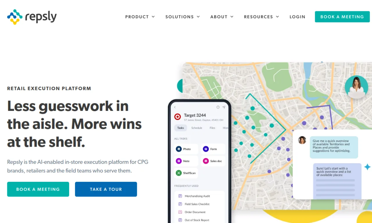 Screenshot of Repsly website