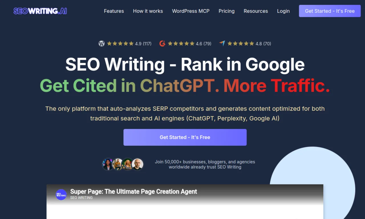 Screenshot of SEOwriting.ai website