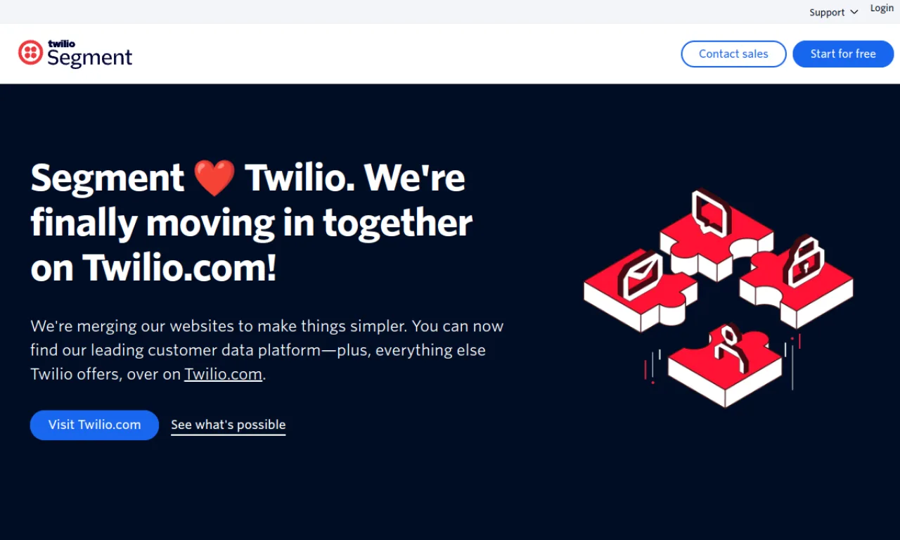 Screenshot of Twilio Segment website