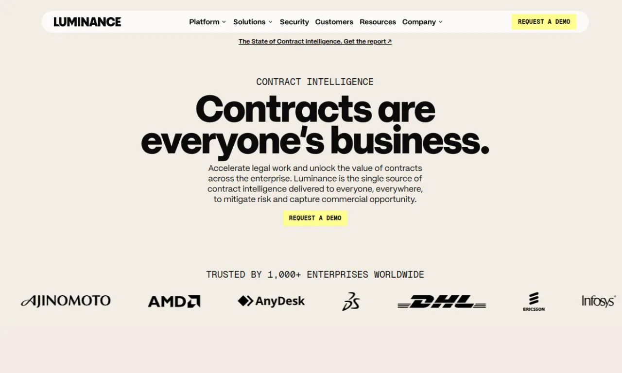 Screenshot of Luminance website