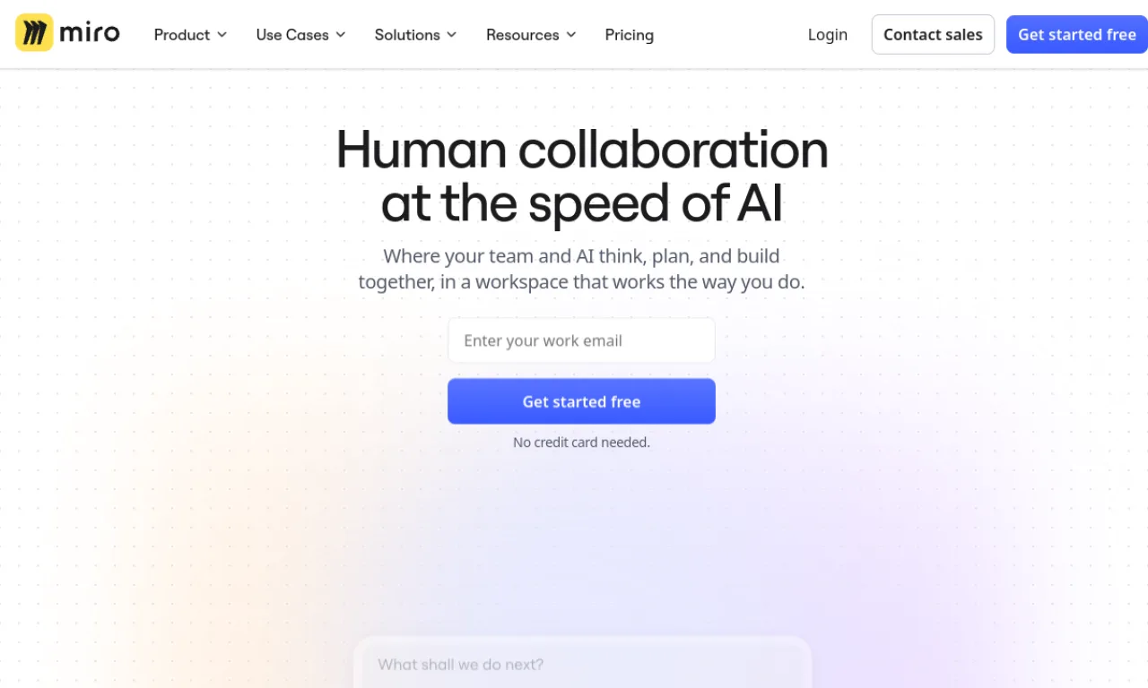 Screenshot of Miro (Whimsical) website