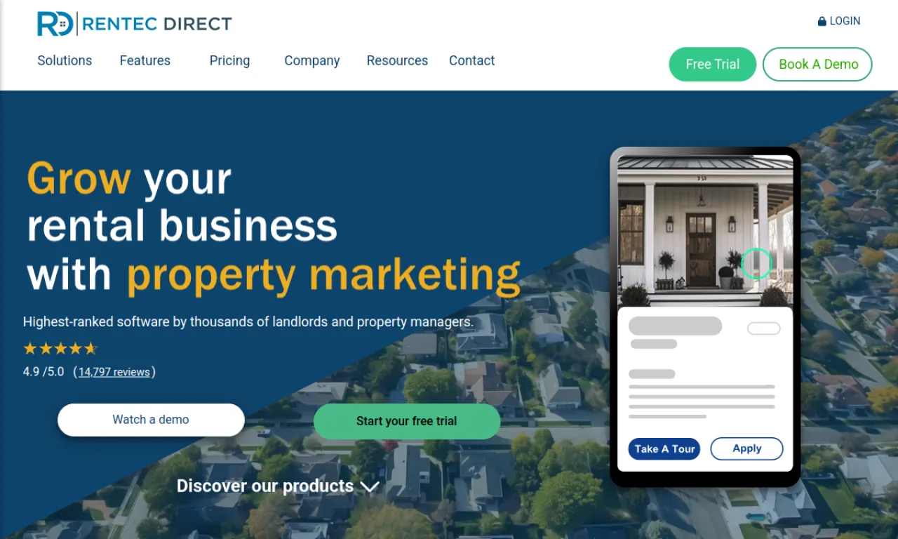 Screenshot of Rentec Direct website