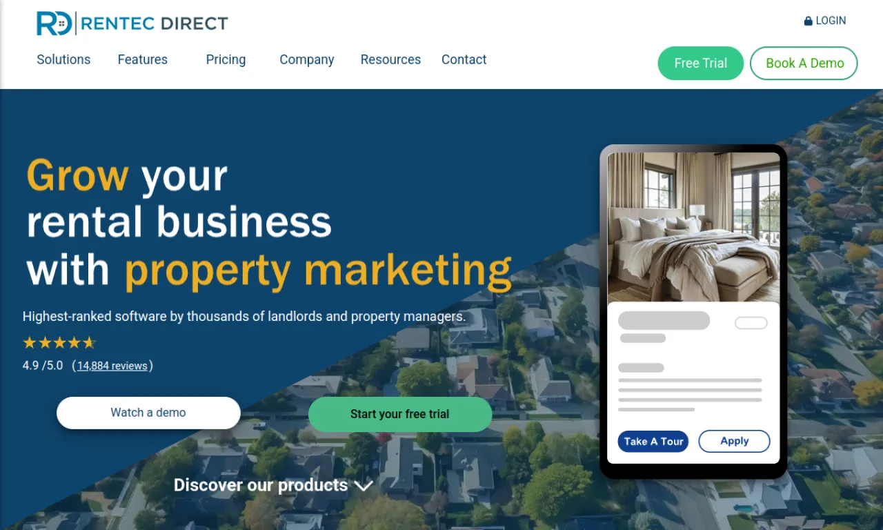 Screenshot of Rentec Direct website