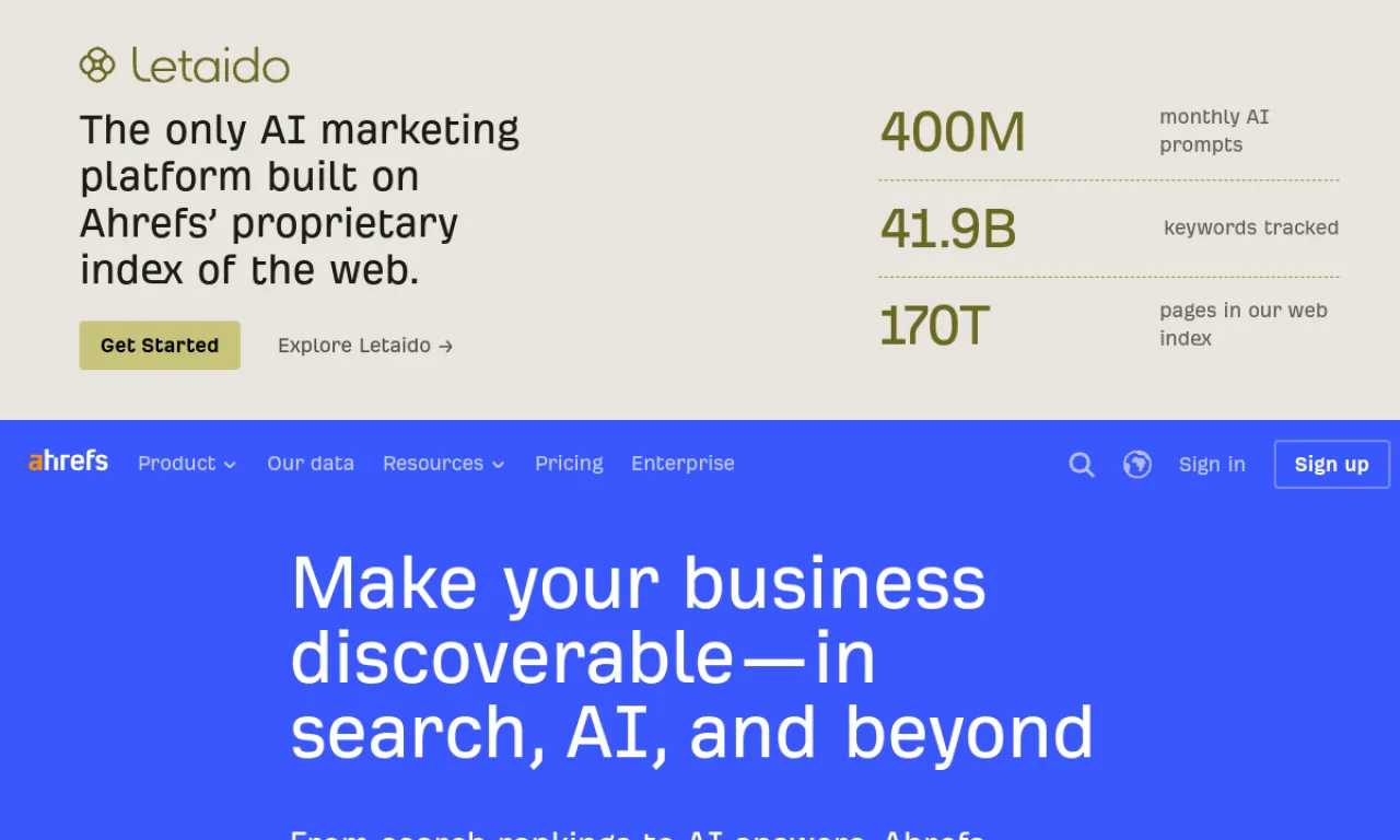 Screenshot of Ahrefs website