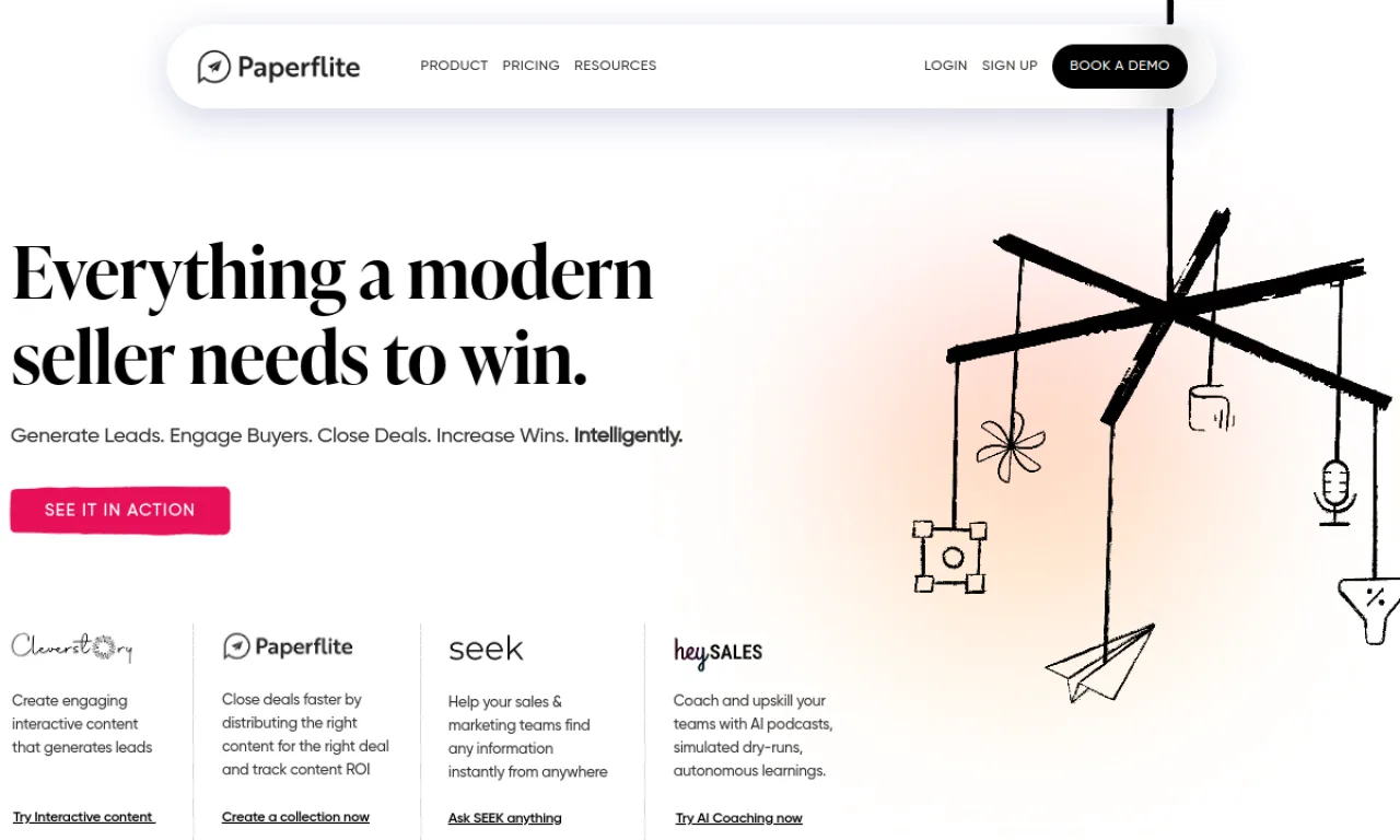 Screenshot of Paperflite website