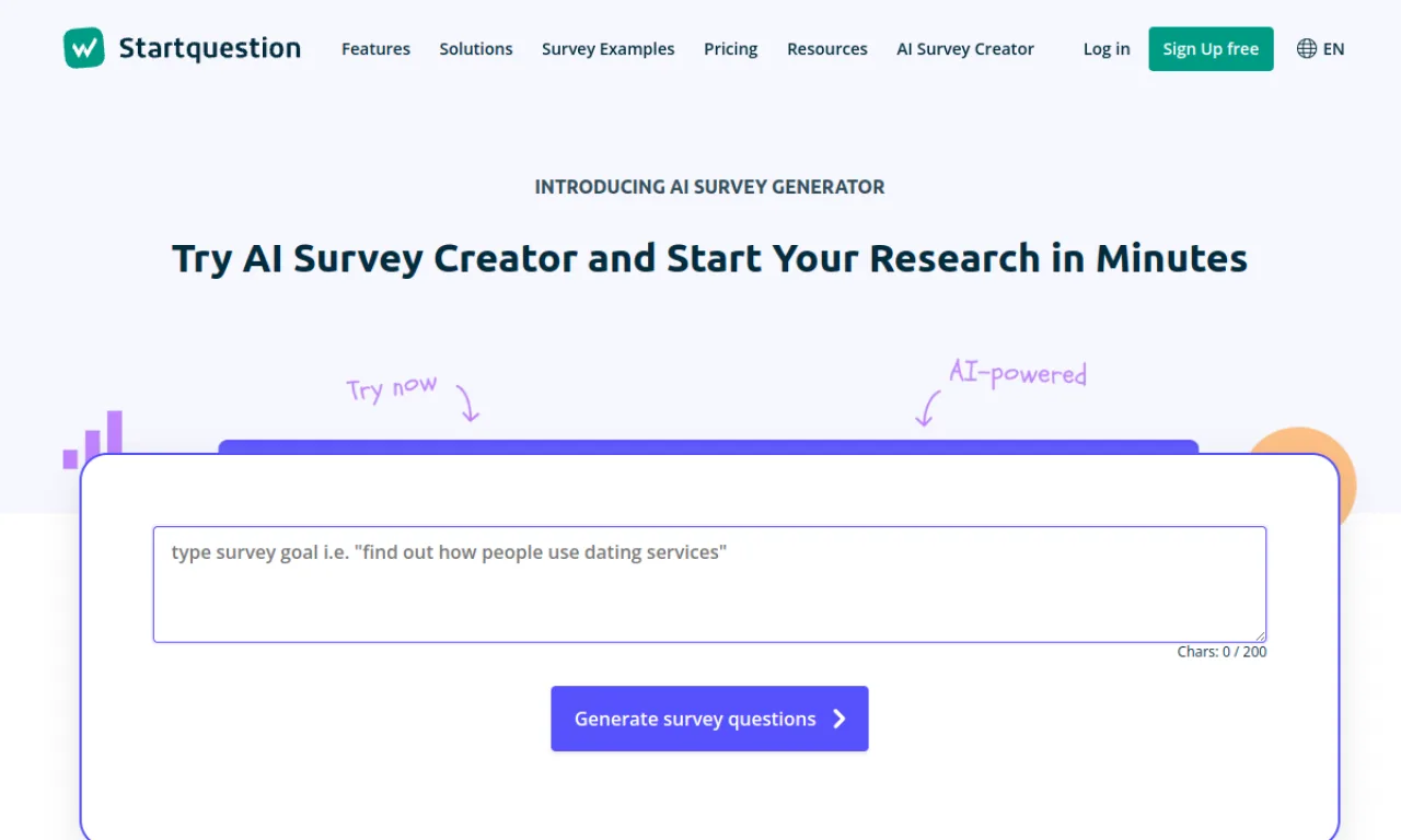 Screenshot of Startquestion website
