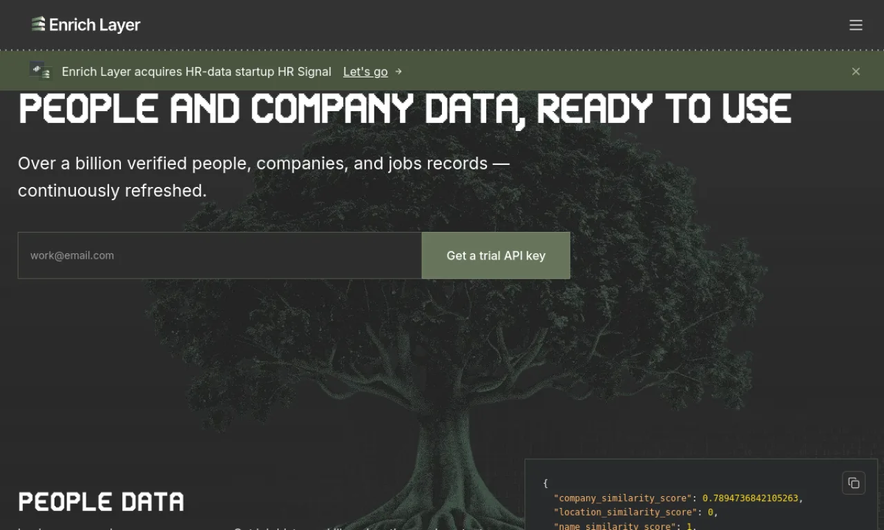 Screenshot of Proxycurl website