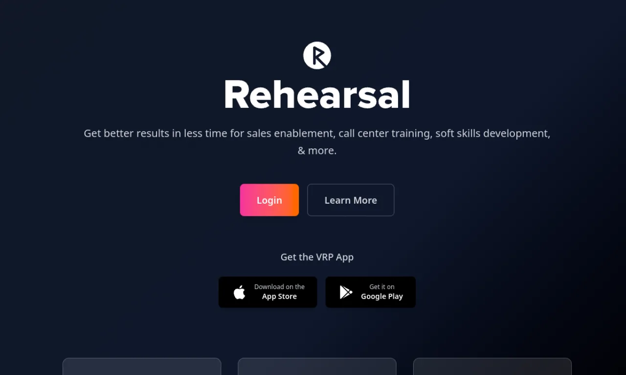 Screenshot of Rehearsal website
