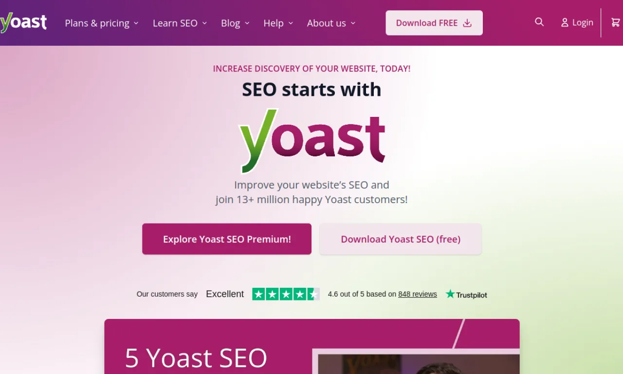 Screenshot of Yoast SEO website