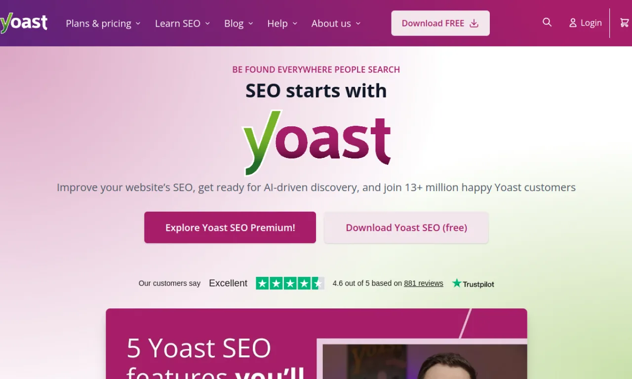 Screenshot of Yoast SEO website