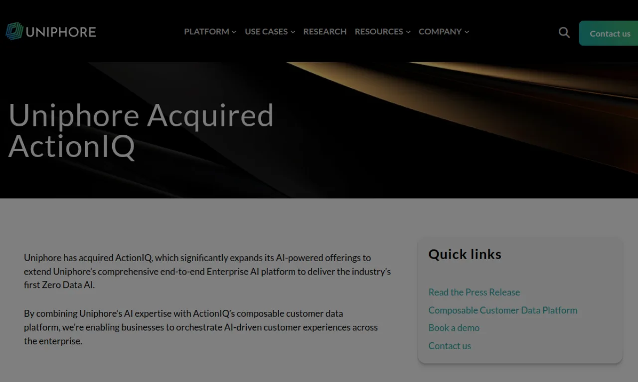 Screenshot of ActionIQ website