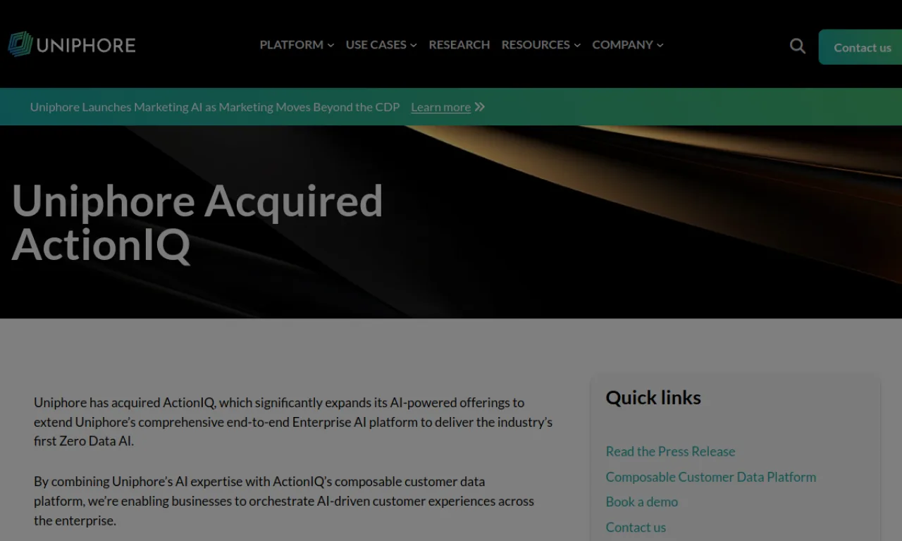 Screenshot of ActionIQ website