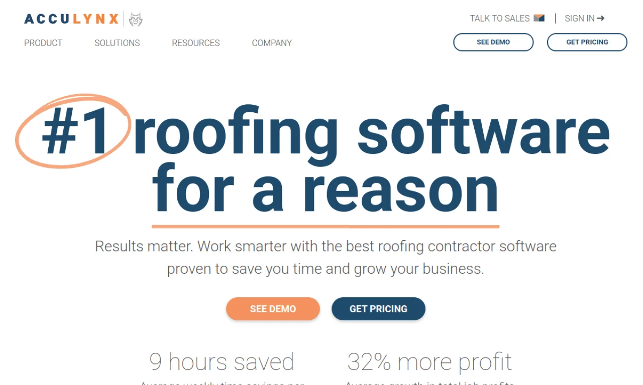 Screenshot of Roofr / AccuLynx website