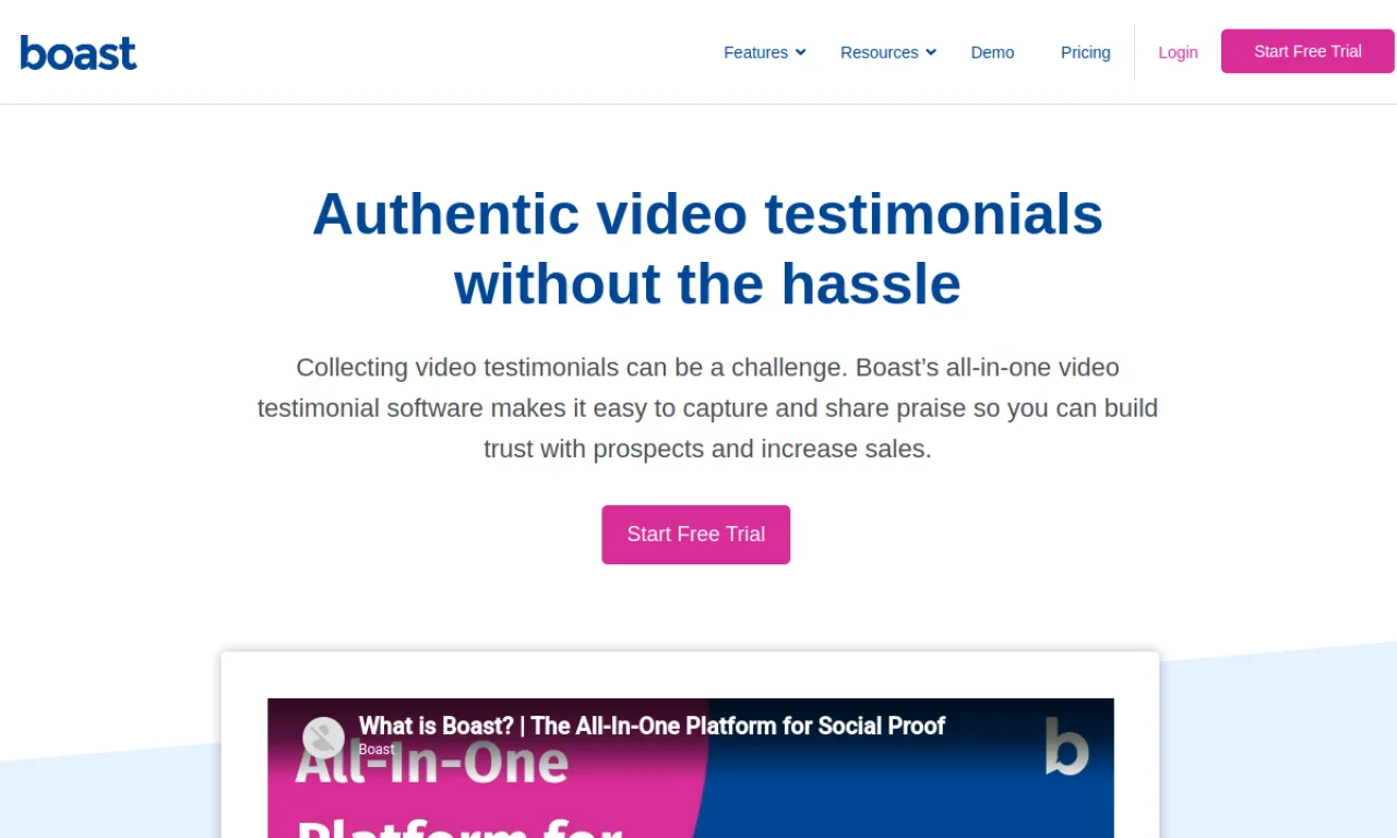 Screenshot of Boast.io website