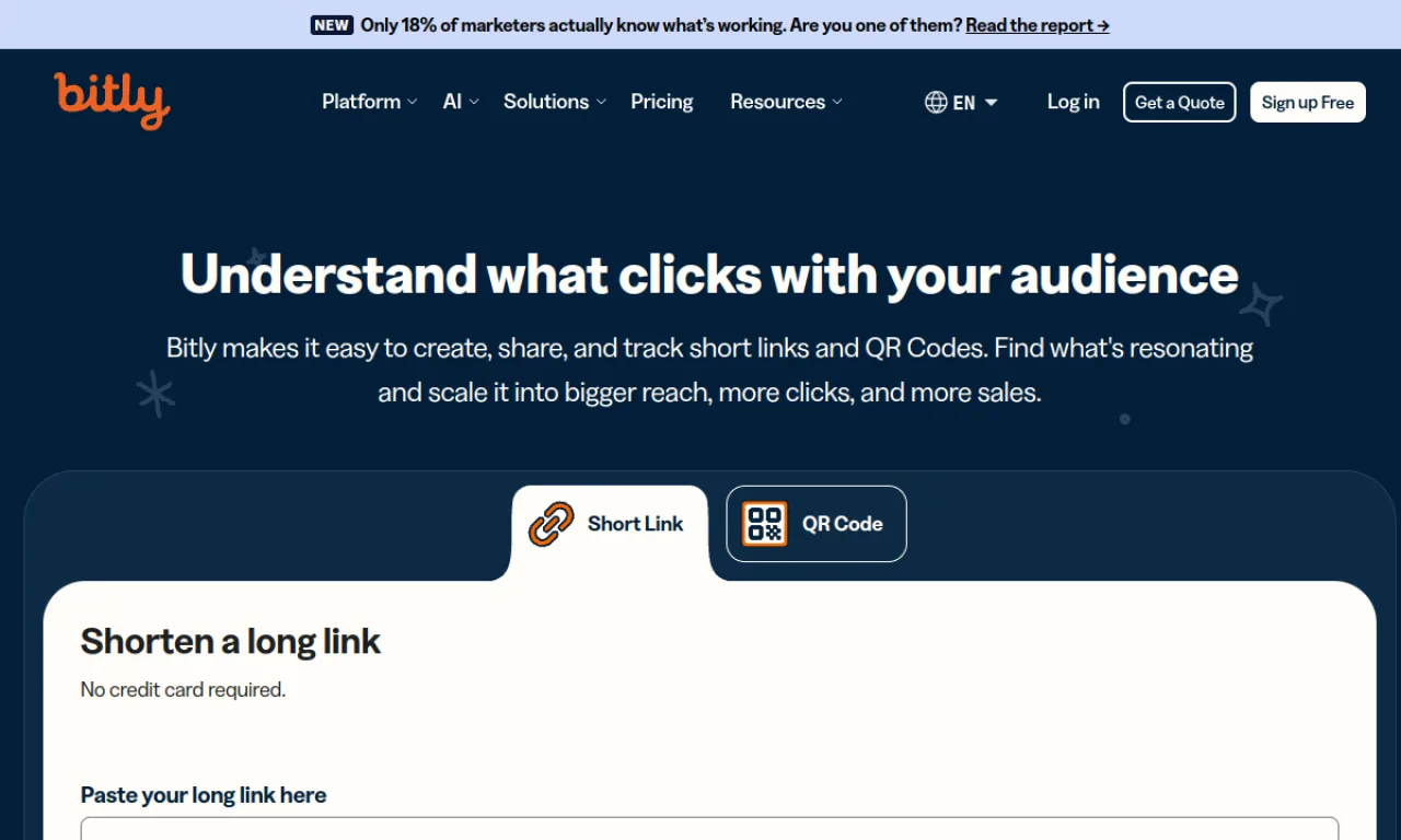 Screenshot of Bitly website