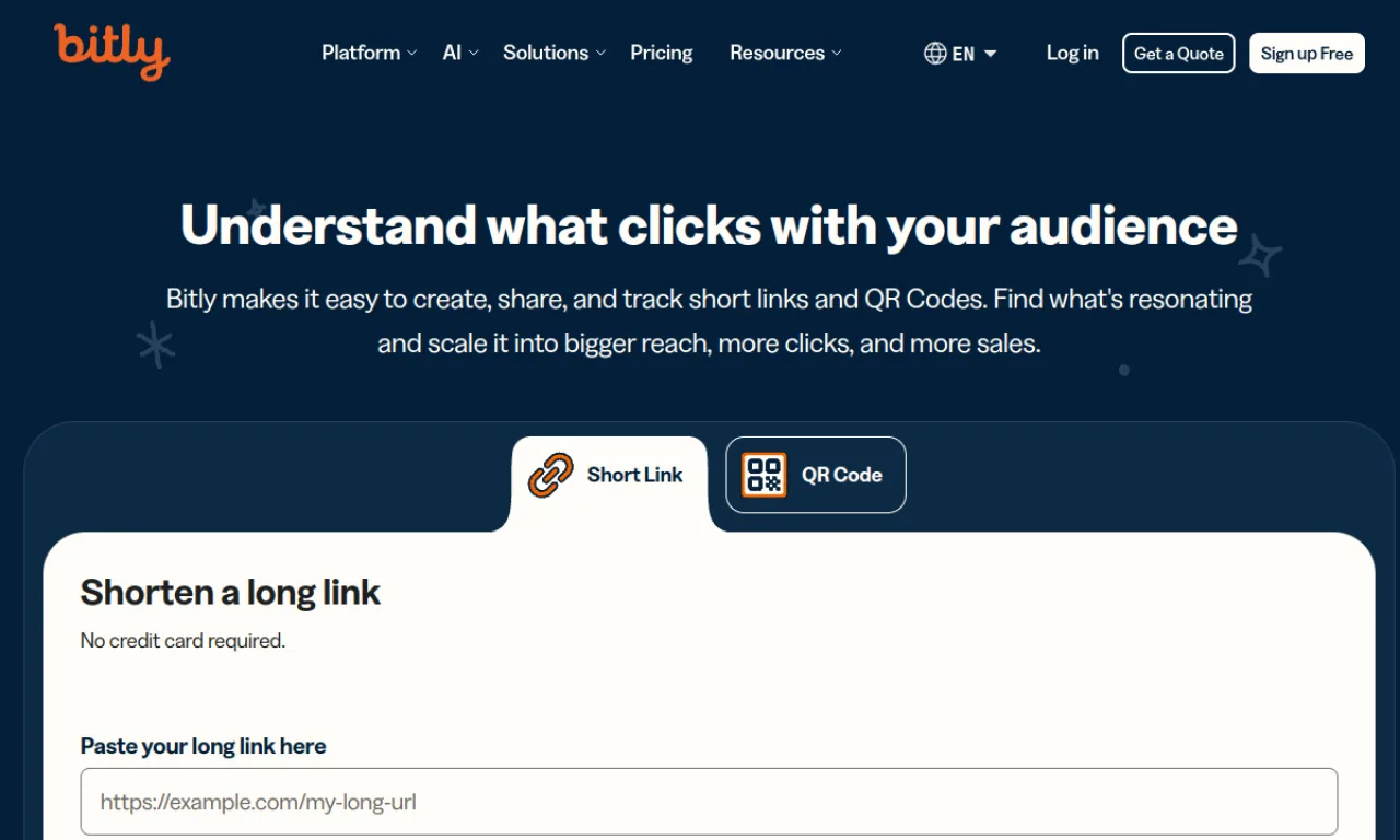 Screenshot of Bitly website