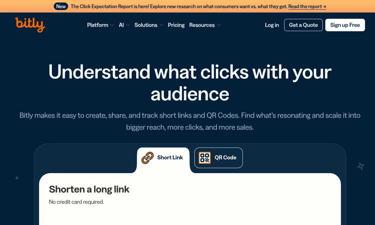 Screenshot of Bitly website